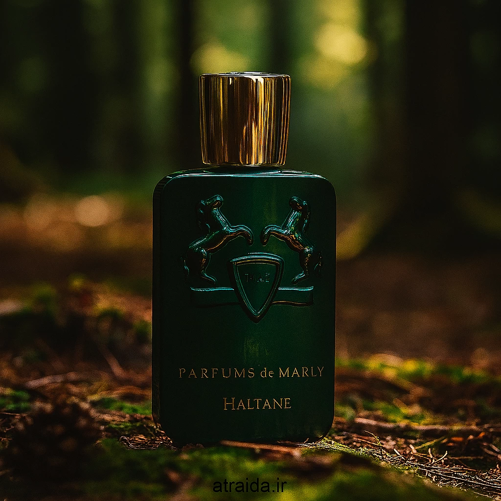 تصویر ادکلن مارلی هالتان با طراحی سلطنتی و رایحه‌ای چوبی-عودی، انتخابی لوکس برای آقایان خاص‌پسند با برچسب atraida.ir هویت برند عطر آیدا
